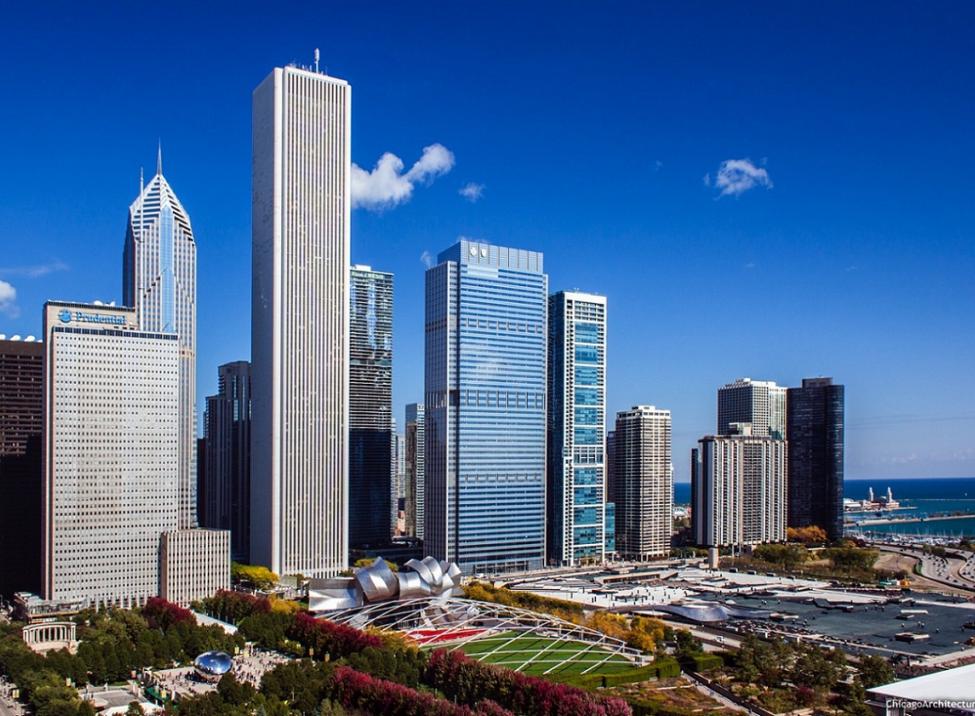 Chicago skyline with Kemper corporate office